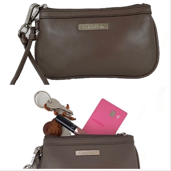 Calvin Klein Taupe Leather Wristlet - Picture 2 of 7